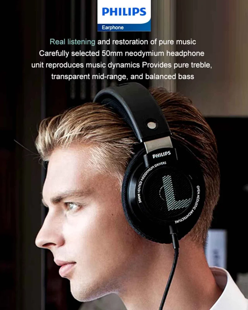 Philips SHP9500 HiFi Kopfhörer Over-Ear - Schwarz