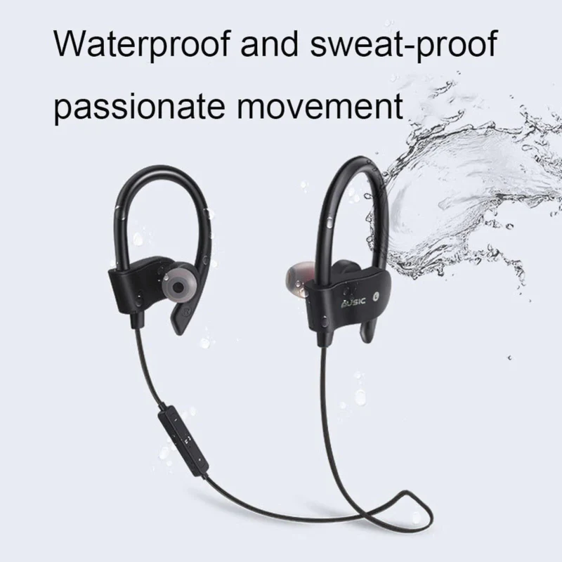 Sport In Ear Bluetooth Headset Ohrbügel Kopfhörer Wireless Bass OB-01 Schwarz
