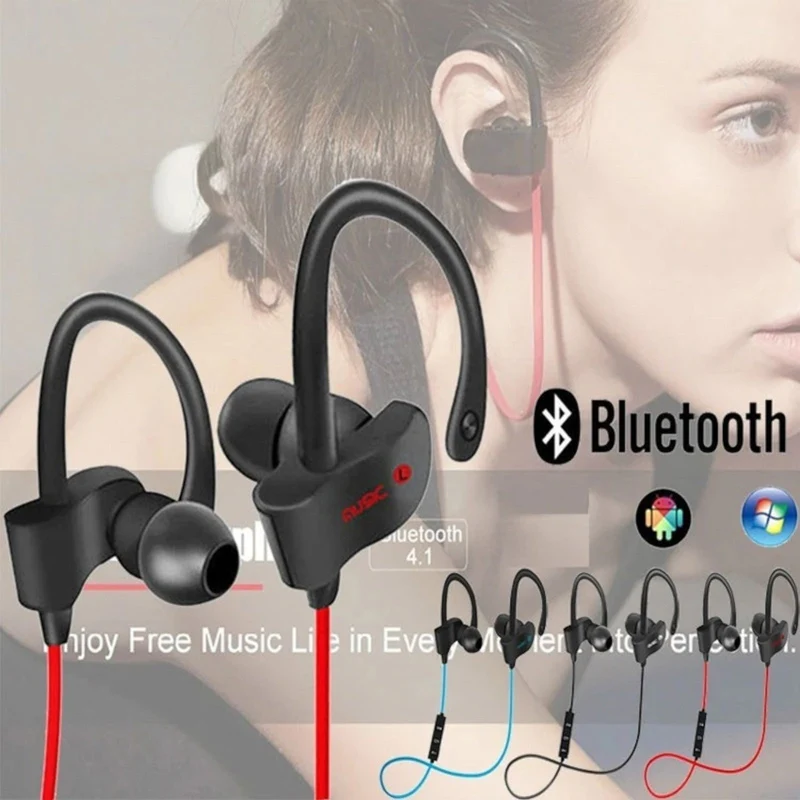 Sport In Ear Bluetooth Headset Ohrbügel Kopfhörer Wireless Bass OB-01 Rot