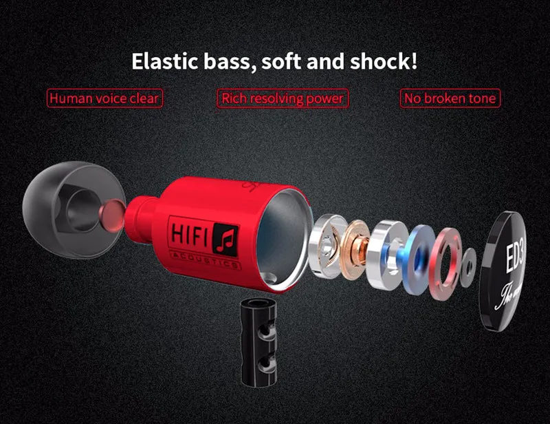 High-Quality Kopfhörer KZ ED3M Youth Version In-Ear, PU Hardcase, Megabass