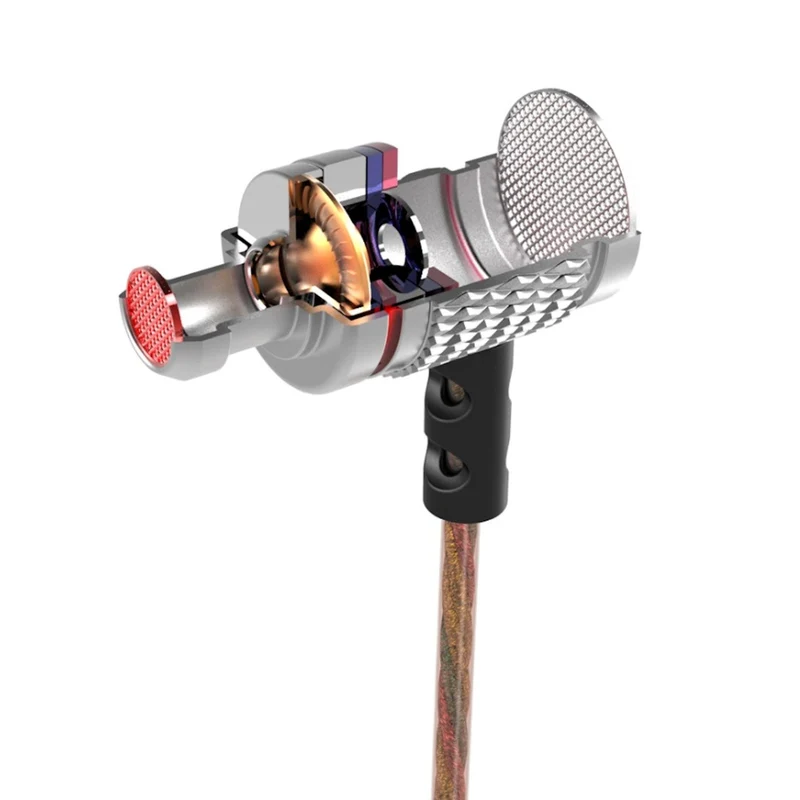 High-End Headset Kopfhörer KZ ED2 HS Professional Silber In-Ear in PU Hardcase