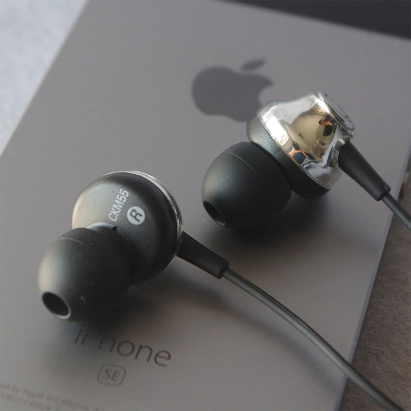 Audio Technica ATH-CKM55 Schwarz-Silber Kopfhörer In-Ear Headphone Earphone