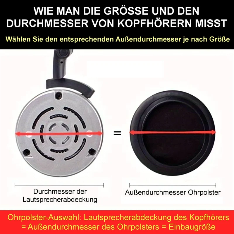 Ohrpolster Kissen für Kopfhörer 45 - 110mm Durchmesser wrinkled