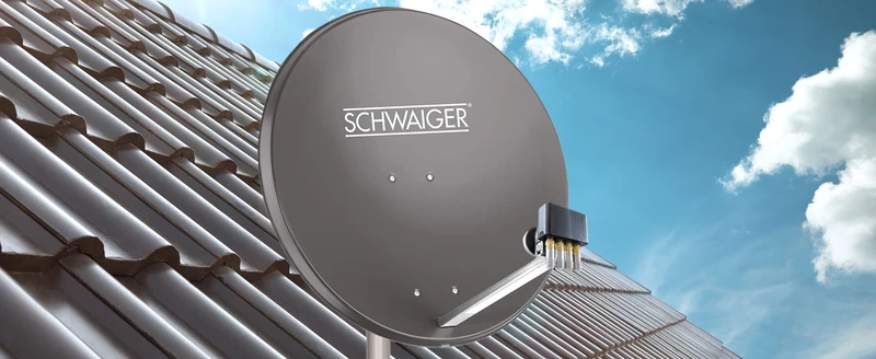 Aluminium Satellitenschüssel 90 cm Hellgrau/Rot/Anthrazit