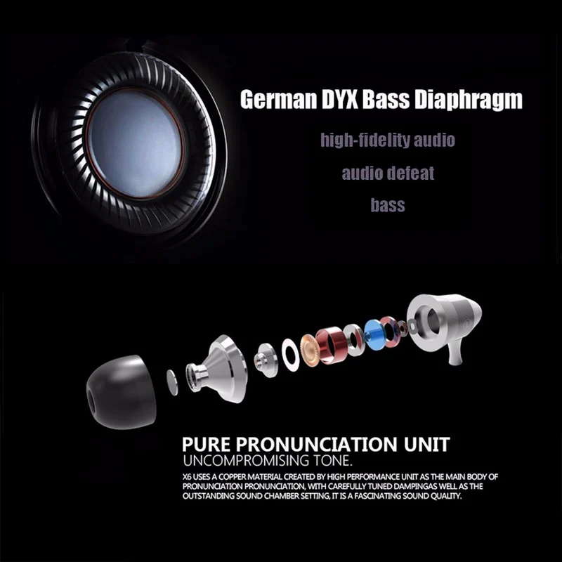 MEGABASS In-Ear Kopfhörer Earphone X6 Pro Silber Metal Version Beats