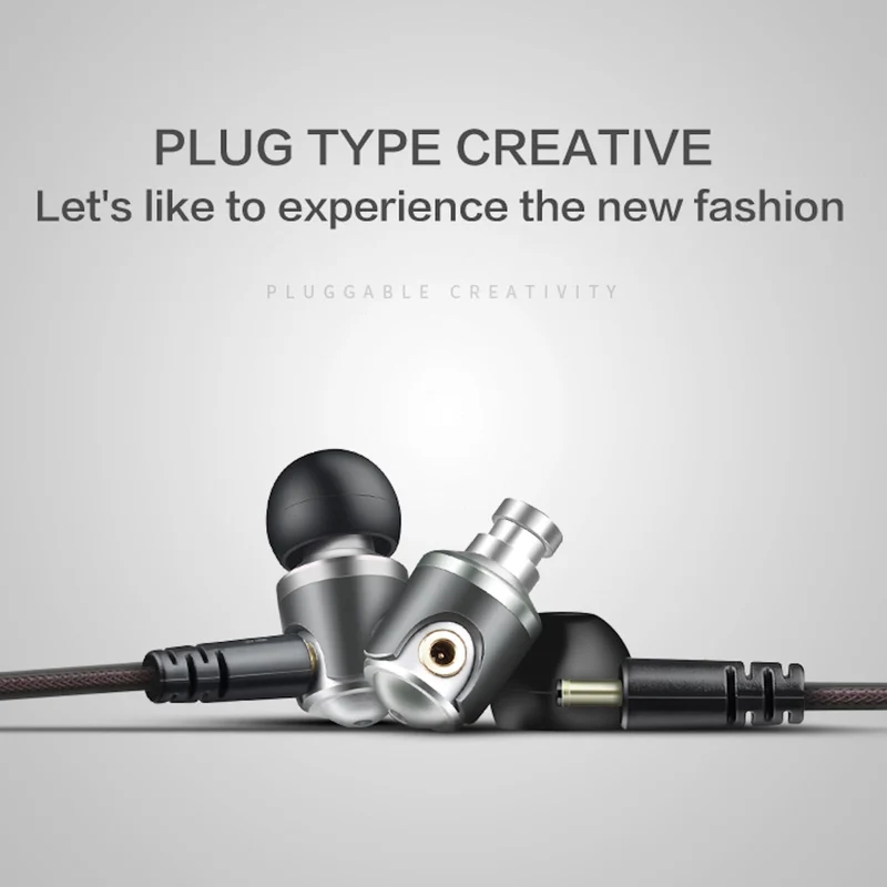 Super Bass High-End In Ear Kopfhörer QKZ DM4 Silber Ohrhörer austauschbare Kabel