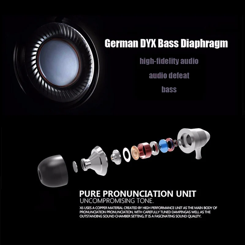 MEGABASS In-Ear Kopfhörer Headset X6 HS Pro Schwarz Metal Version Beats