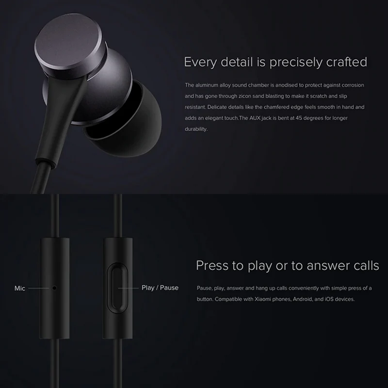 Piston Basic mit Mic In-Ear Kopfhörer Headset 3.5mm Earphone Bass für XIAOMI