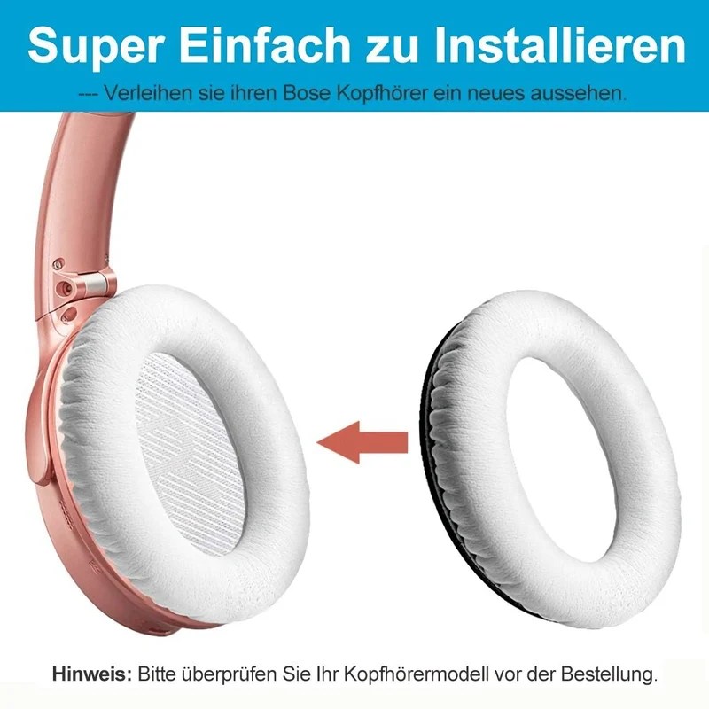 Ohrpolster für Bose QuietComfort QC35 QC15 QC45 QC25 Q35 II Elfenbein Weiss