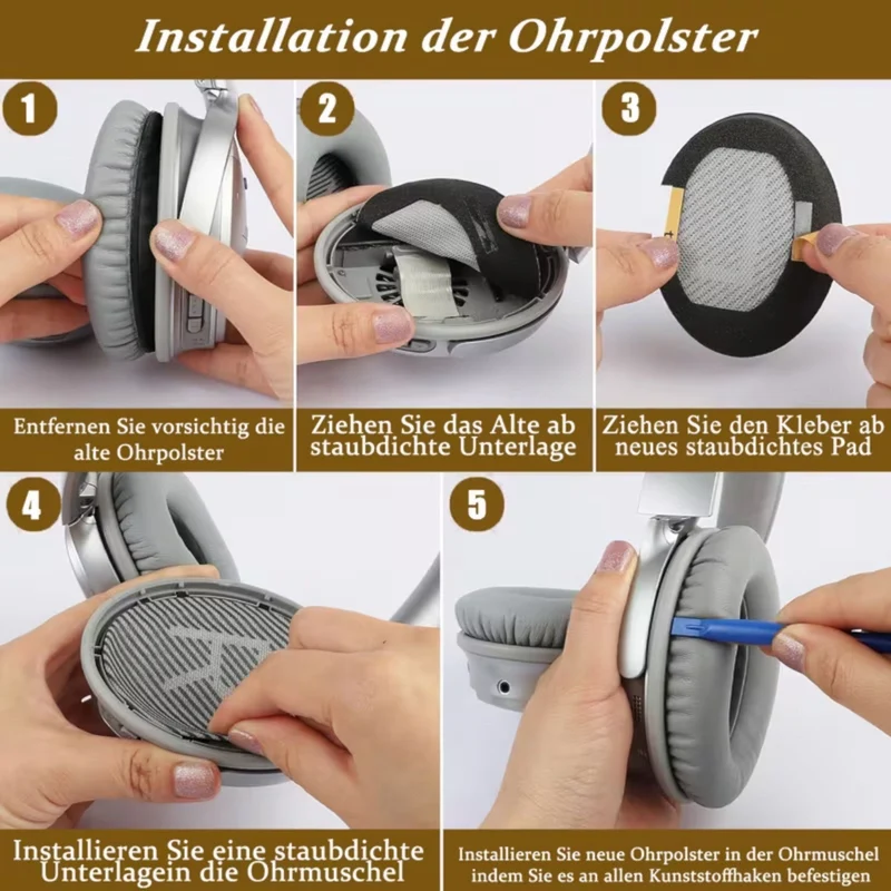 Ohrpolster für Bose QuietComfort QC35 QC15 QC45 QC25 Q35 II Elfenbein Weiss