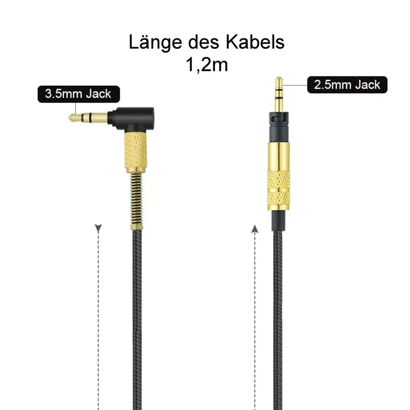 1,2 m Audio Anschlusskabel für Sennheiser Momentum 2.0 / HD4.30 HD4.40 HD4.50