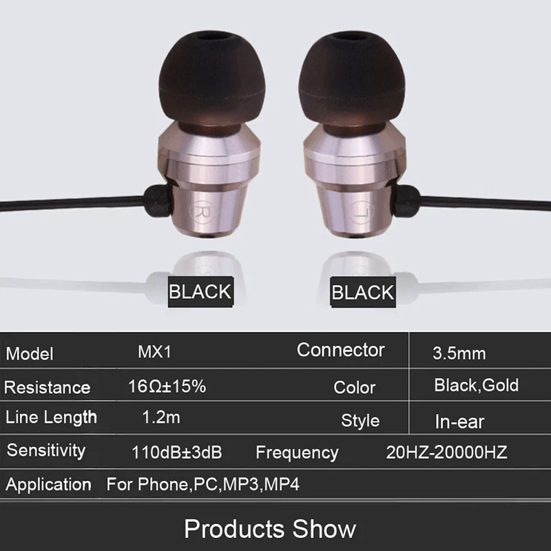 Mega Bass In-Ear Kopfhörer Headset MX1 in PU-Hardcase gunmetal-schwarz