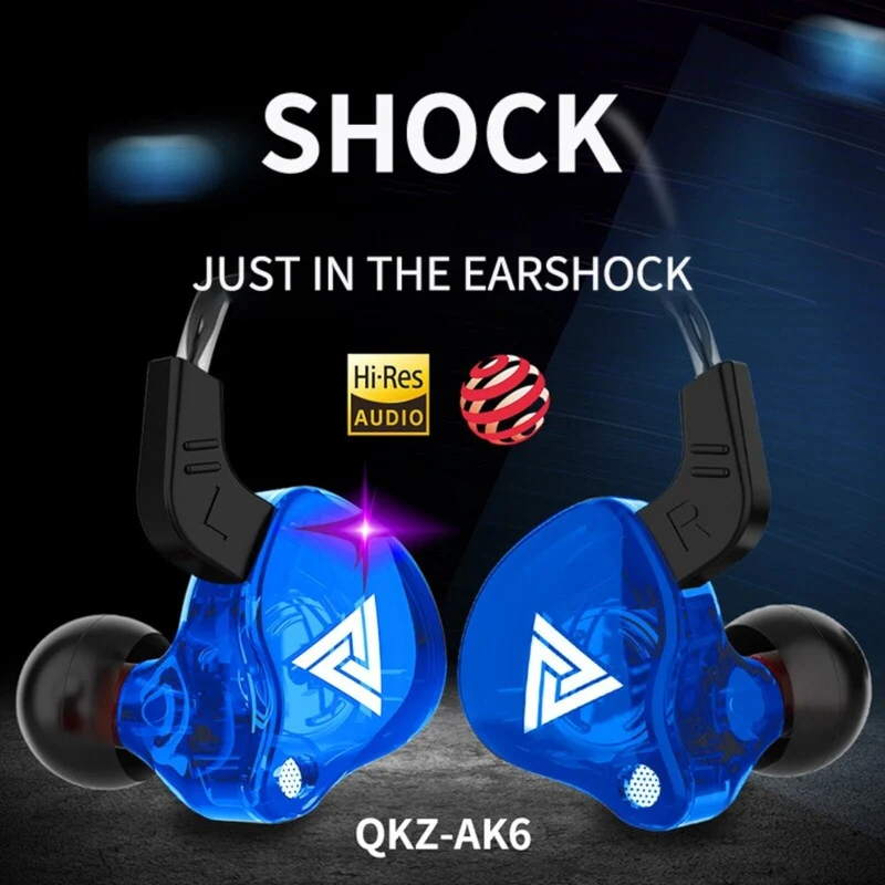 QKZ AK6 Hi-Res In-Ear-Kopfhörer Ohrhörer 105dB mit HD Mikrofon Bass Boost Blau