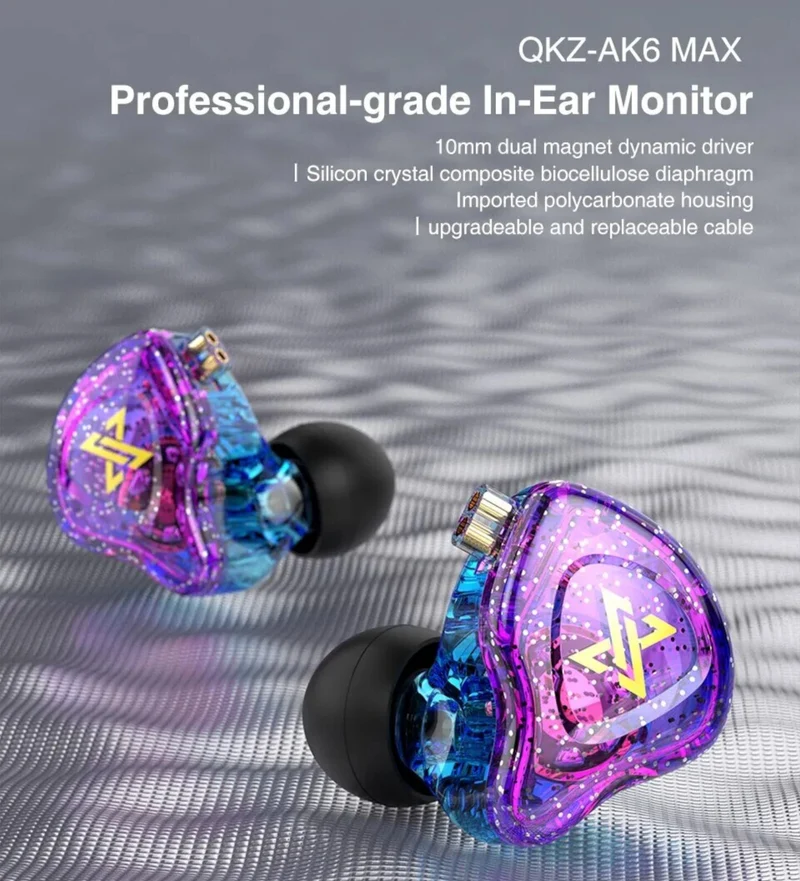 Premium Headset Kopfhörer QKZ-AK6 Max HiFi In-Ear-Headset Ohrhörer + Hardcase