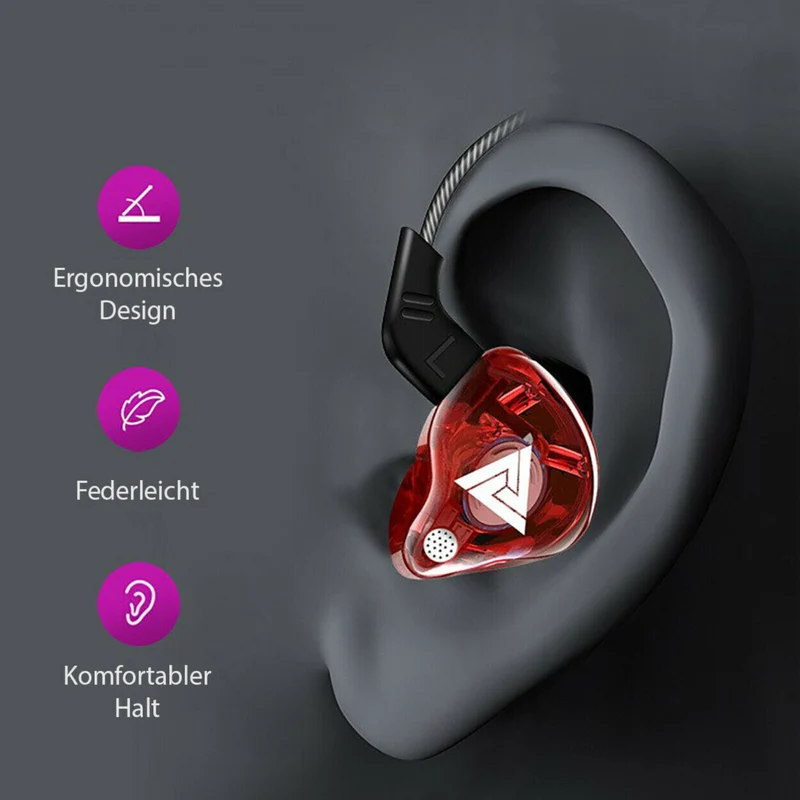 Premium Headset Kopfhörer QKZ-AK6 HiFi In-Ear-Headset Ohrhörer + Hardcase