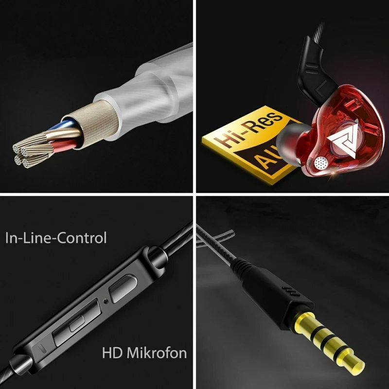 Premium Headset Kopfhörer QKZ-AK6 HiFi In-Ear-Headset Ohrhörer + Hardcase