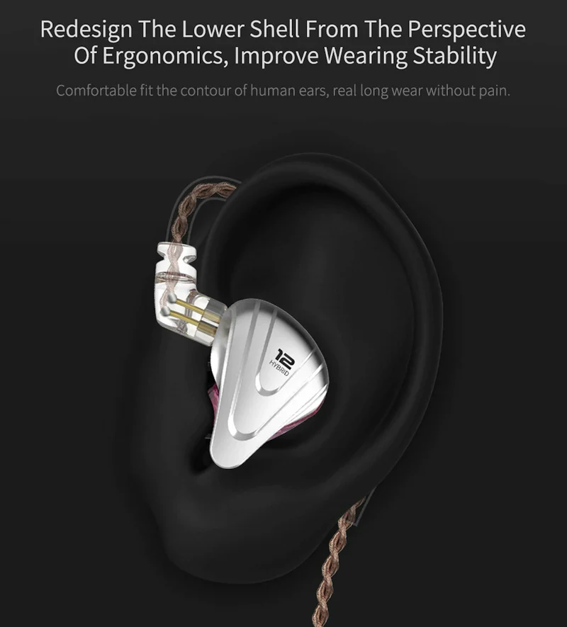 KZ ZSX Premium High-End Pro 12 Treiber HiFi In-Ear Kopfhörer Headset Black