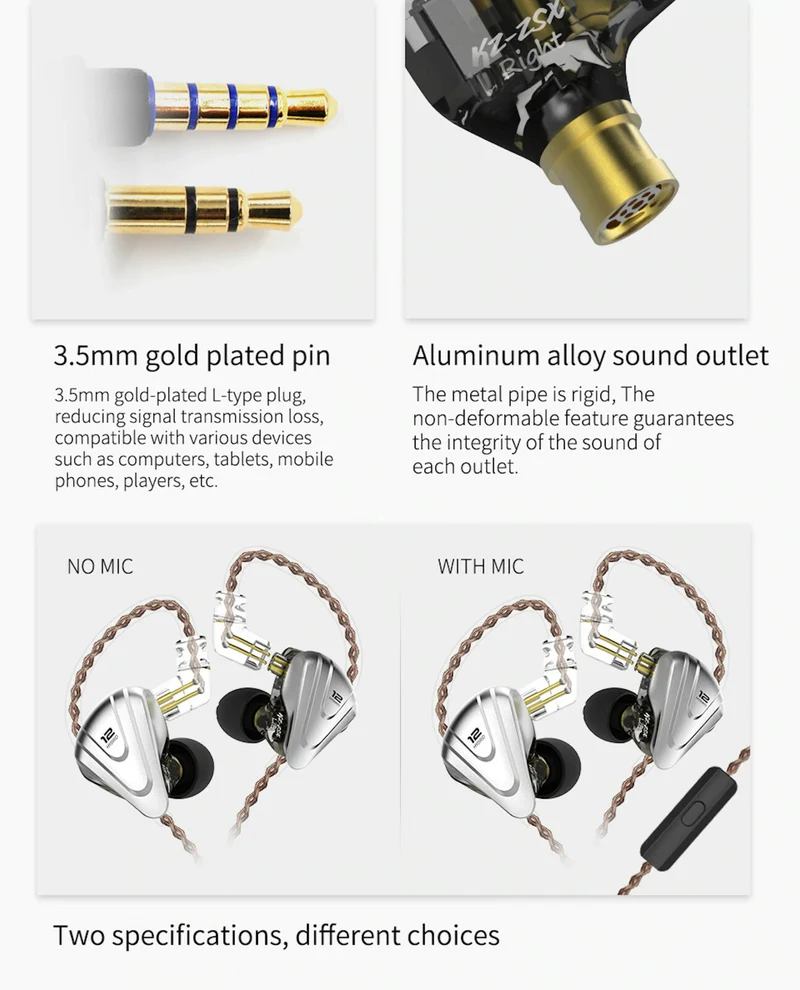 KZ ZSX Premium High-End Pro 12 Treiber HiFi In-Ear Kopfhörer Headset Black