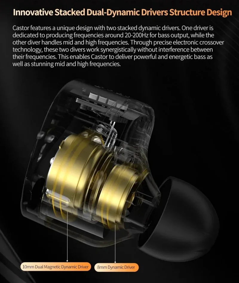 KZ Castor Premium High-End Professional In-Ear Kopfhörer Einstellbarer Bass