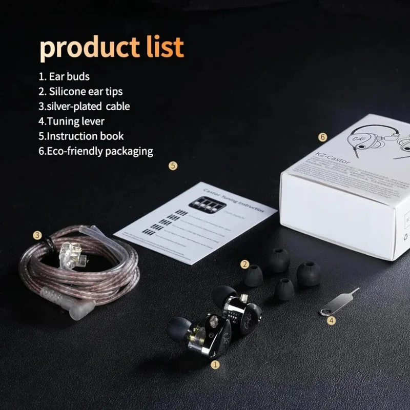 KZ Castor Premium High-End Professional In-Ear Kopfhörer Einstellbarer Bass