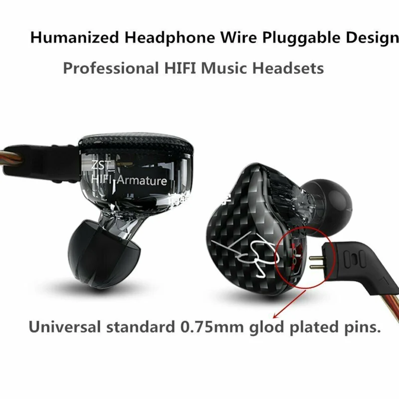 High-End In Ear Kopfhörer KZ ZST Pro Black In-Ear Premium Ohrhörer