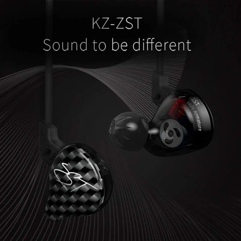 High-End In Ear Kopfhörer KZ ZST Pro Black In-Ear Premium Ohrhörer