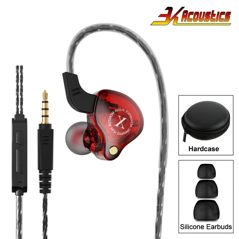 Original 3K X2 HD Professional HiFi Kopfhörer Headset Premium In-Ear Rot
