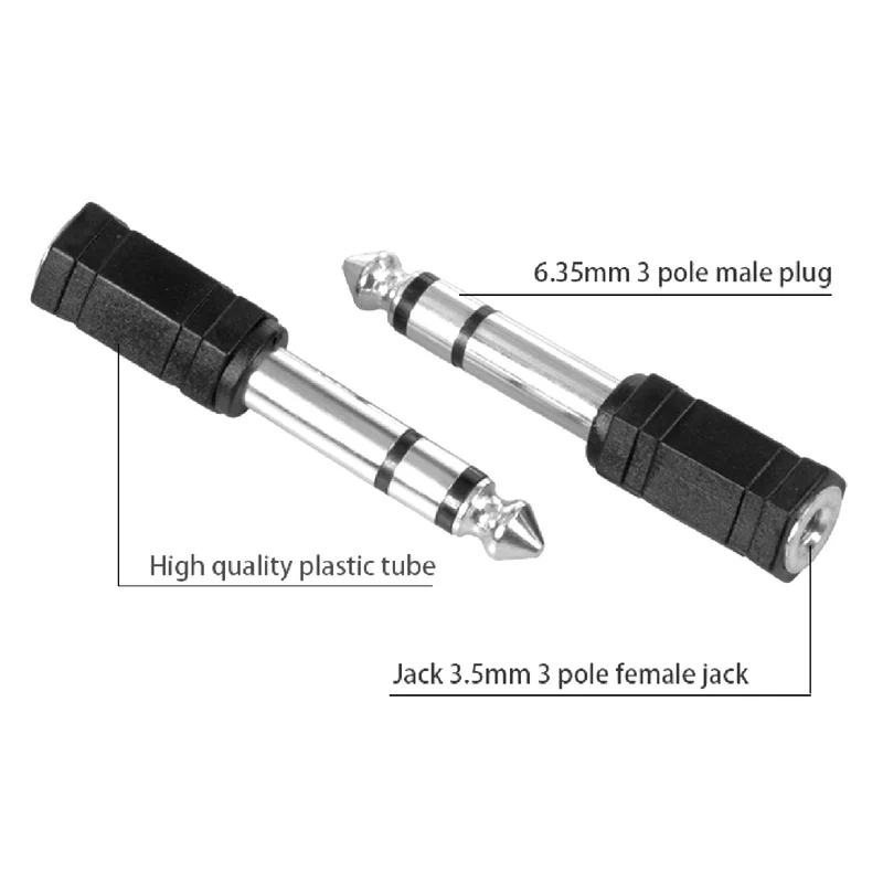 Klinken Adapter 6,35mm Stecker auf 3,5mm Buchse stereo AUDIO HIFI vernickelt