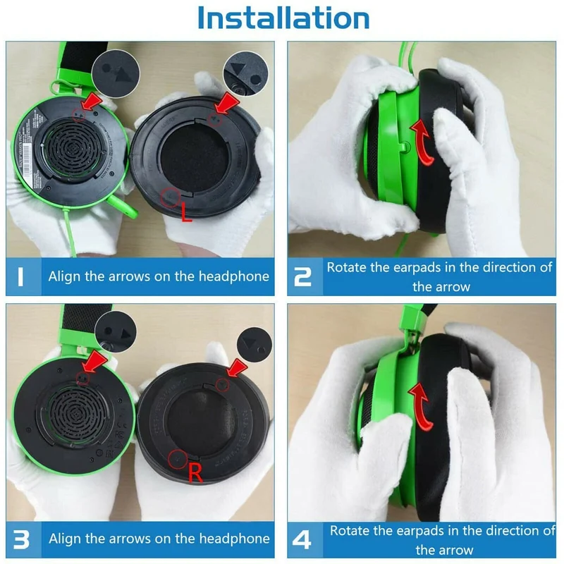 Ohrpolster Ear Pads für Razer Kraken Pro 7.1 V2 Gaming Headset schwarz