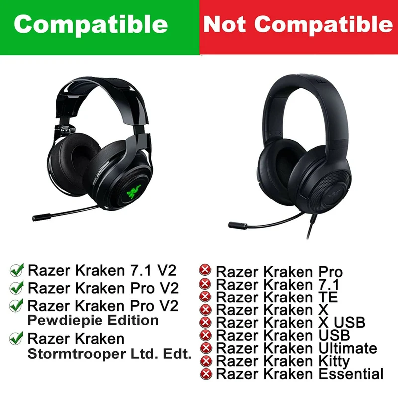 Ohrpolster Ear Pads für Razer Kraken Pro 7.1 V2 Gaming Headset schwarz grün