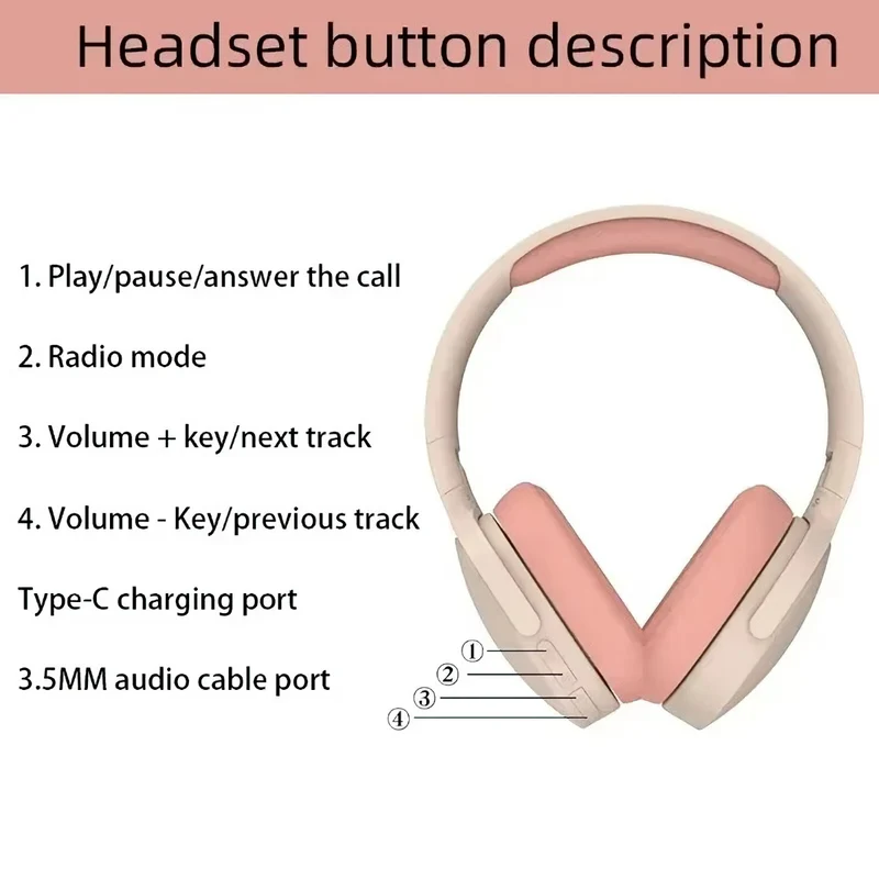 Wireless Bluetooth 5.3 Kopfhörer Bass Over Ear Hifi Stereo Headset True Sport