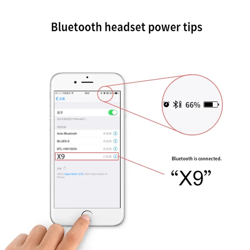 Bluetooth In Ear Kopfhörer Magnetisch Wireless Headset X9 Schwarz