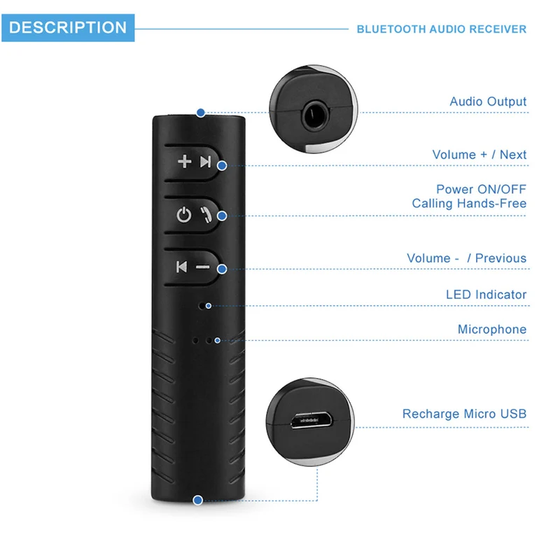 Audio Bluetooth Wireless Empfänger Musik Mini Receiver Adapter 3.5mm AUX Stereo