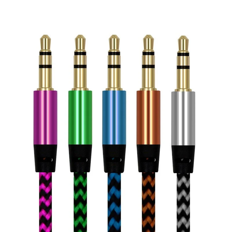 Audio Stereo Kopfhörer Anschlusskabel Nylon 1m 3,5mm Klinke Stecker > Stecker
