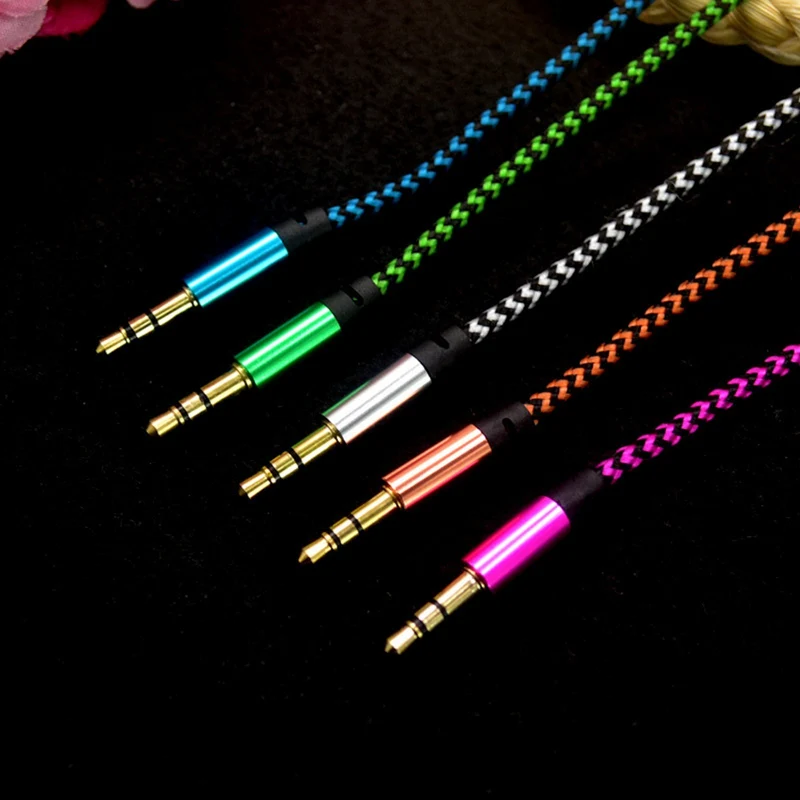 Audio Stereo Kopfhörer Anschlusskabel Nylon 1m 3,5mm Klinke Stecker > Stecker