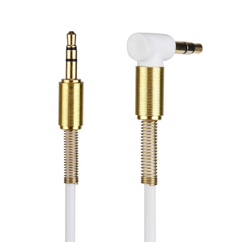 1m Audio Stereo Kopfhörer Anschlusskabel 3,5mm Stecker > Winkelstecker Weiß Gold