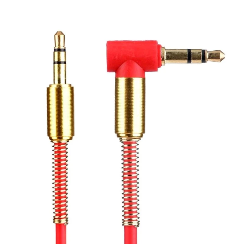 1m Audio Stereo Kopfhörer Anschlusskabel 3,5mm Stecker > Winkelstecker Rot Gold