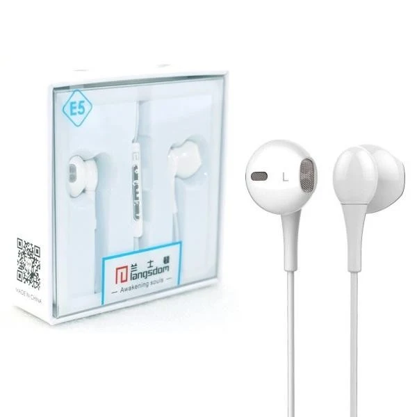 Langsdom E5 Headset Super Bass Earphone Metal earphone with Mic Weiss