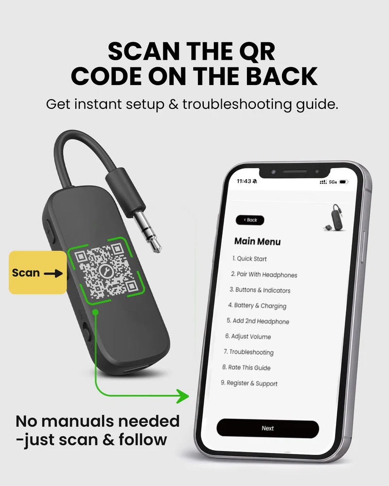 Relay | Airplane Bluetooth Adapter for 2 Headphones