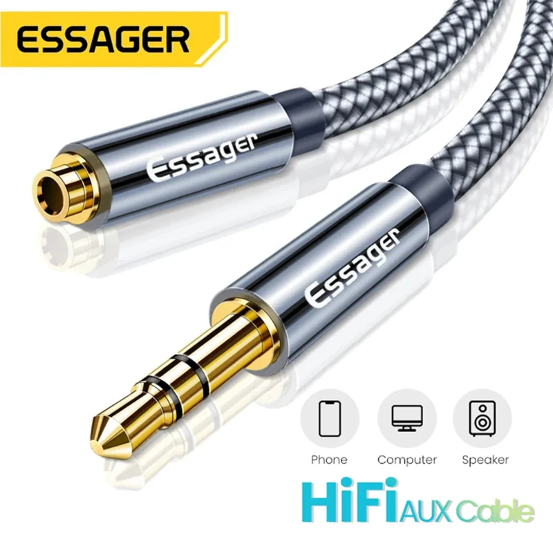 5m Essager Stereo Kopfhörer Verlängerungskabel 3,5mm Klinke Stecker Buchse
