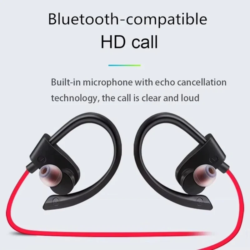 Sport In Ear Bluetooth Headset Ohrbügel Kopfhörer Wireless Bass OB-01 Rot