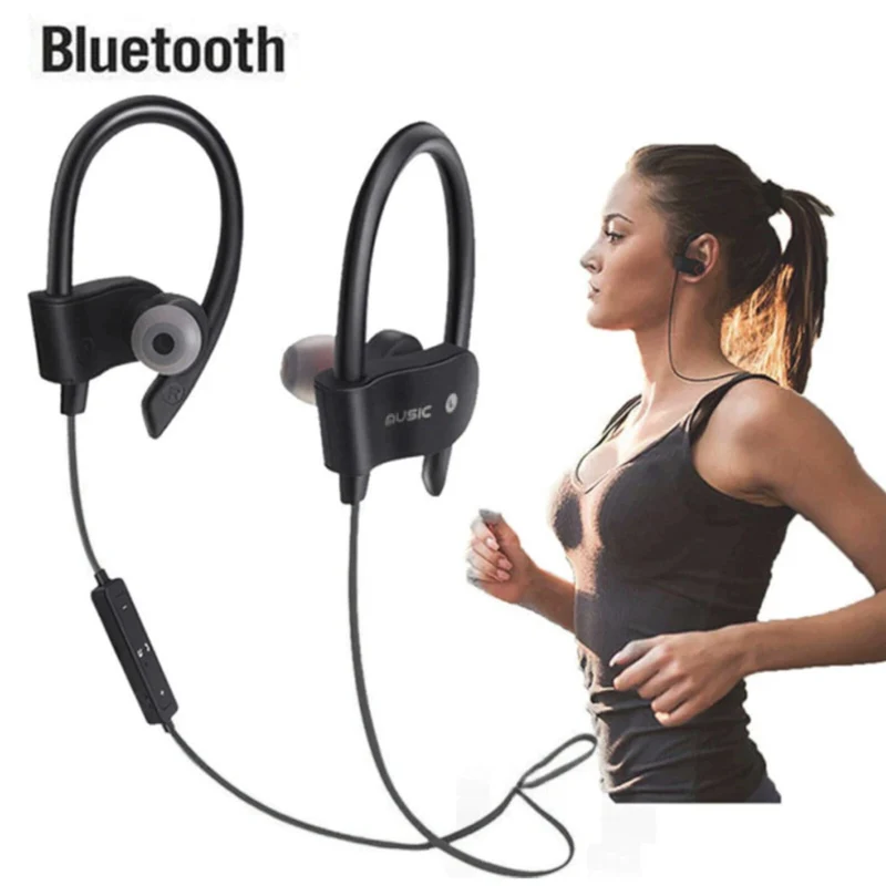 Sport In Ear Bluetooth Headset Ohrbügel Kopfhörer Wireless Bass OB-01 Schwarz