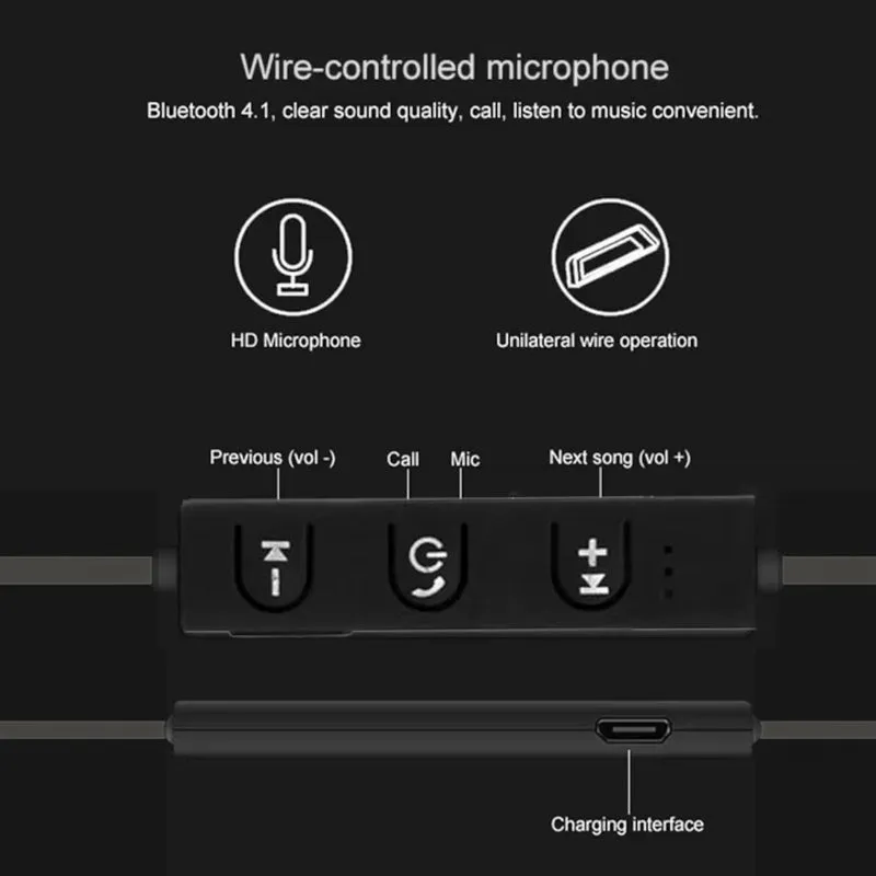 Sport In Ear Bluetooth Headset Ohrbügel Kopfhörer Wireless Bass OB-01 Schwarz