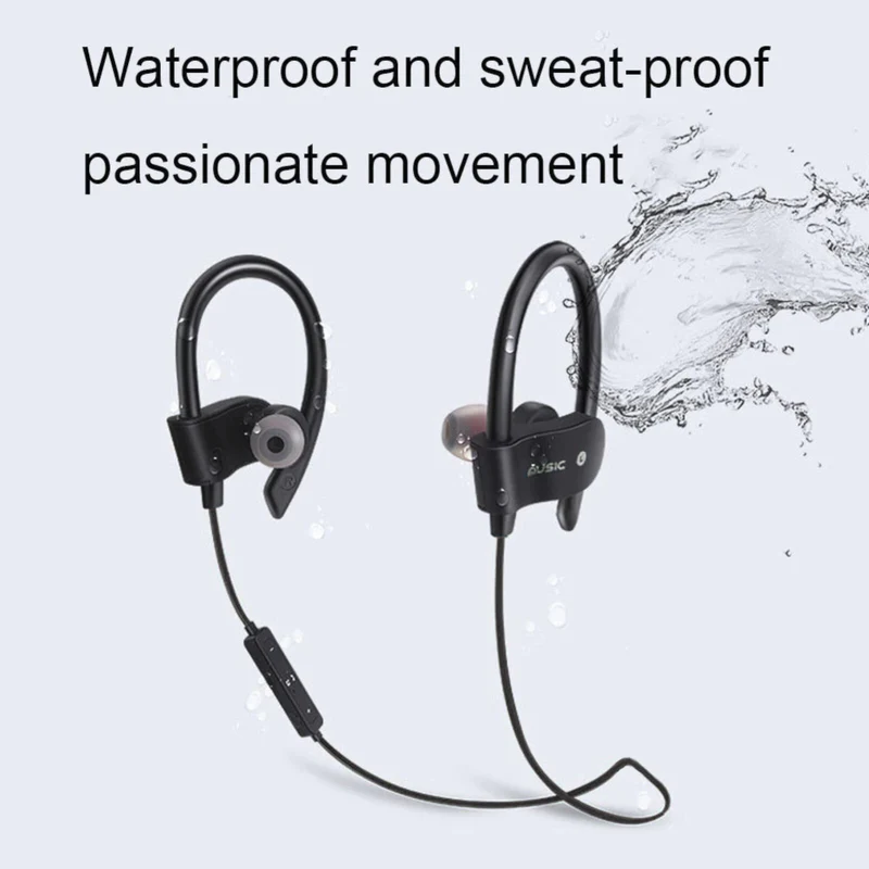Sport In Ear Bluetooth Headset Ohrbügel Kopfhörer Wireless Bass OB-01 Schwarz