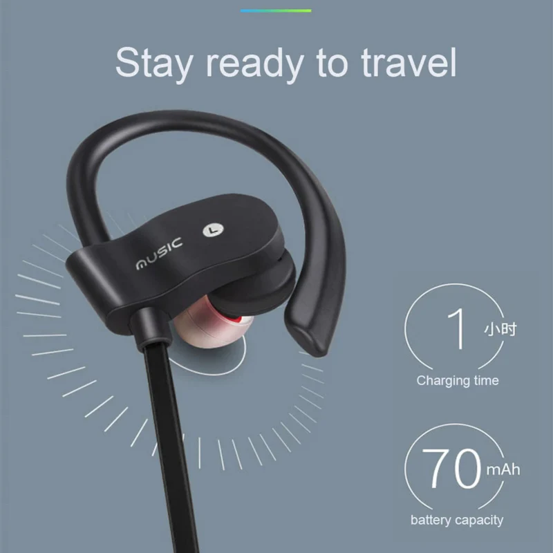 Sport In Ear Bluetooth Headset Ohrbügel Kopfhörer Wireless Bass OB-01 Schwarz