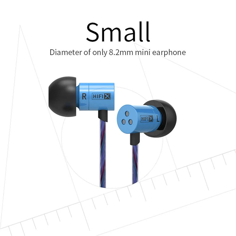 High-End Mini Kopfhörer KZ HDS1 Professional Blau In-Ear in PU Hardcase
