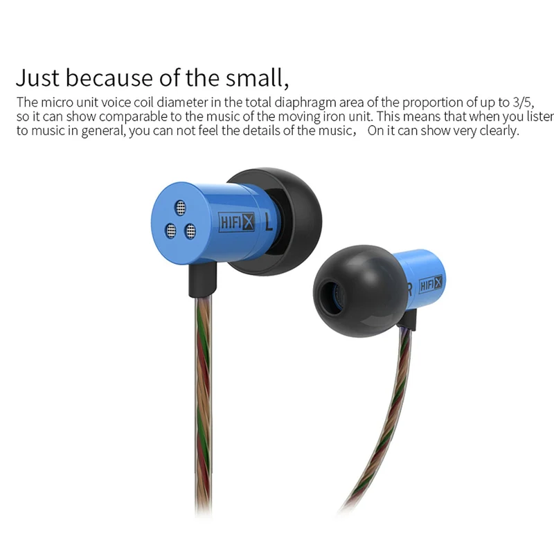 High-End Mini Kopfhörer KZ HDS1 Professional Blau In-Ear in PU Hardcase