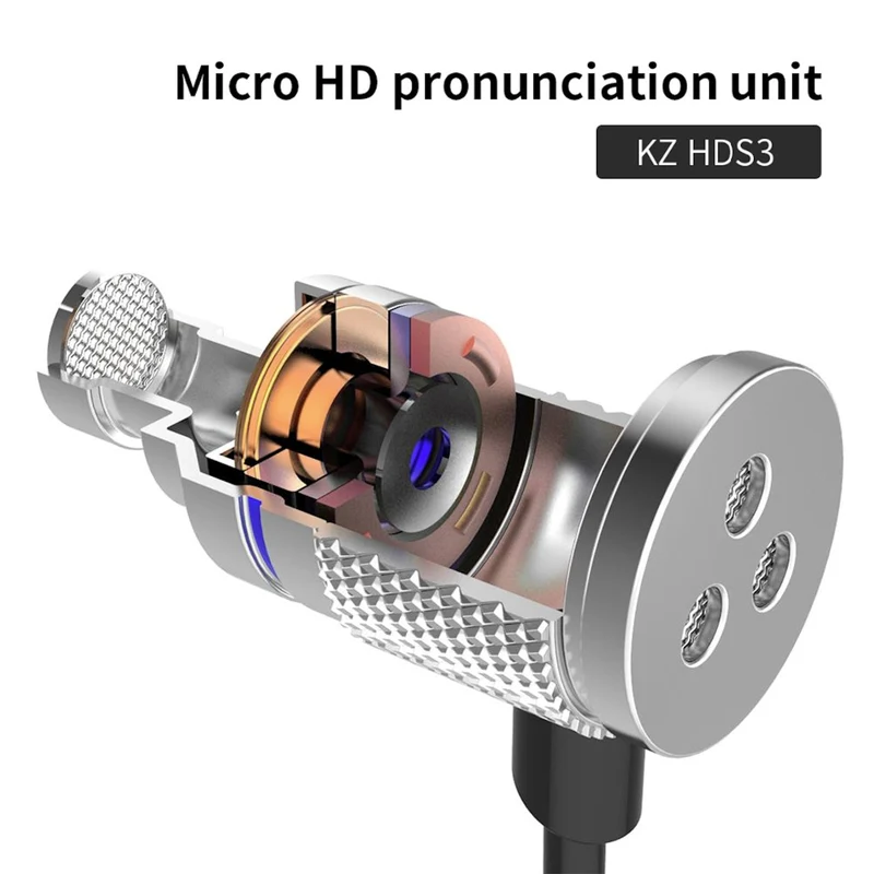 High-End Headset Kopfhörer KZ HDS3 Professional Silber In-Ear in PU Hardcase