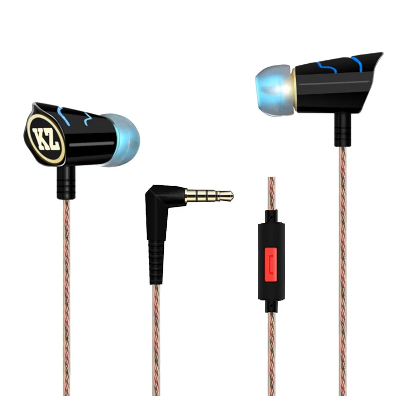 High-End Headset Kopfhörer KZ ED8 HS Pro Schwarz-Blau In-Ear Ohrhörer