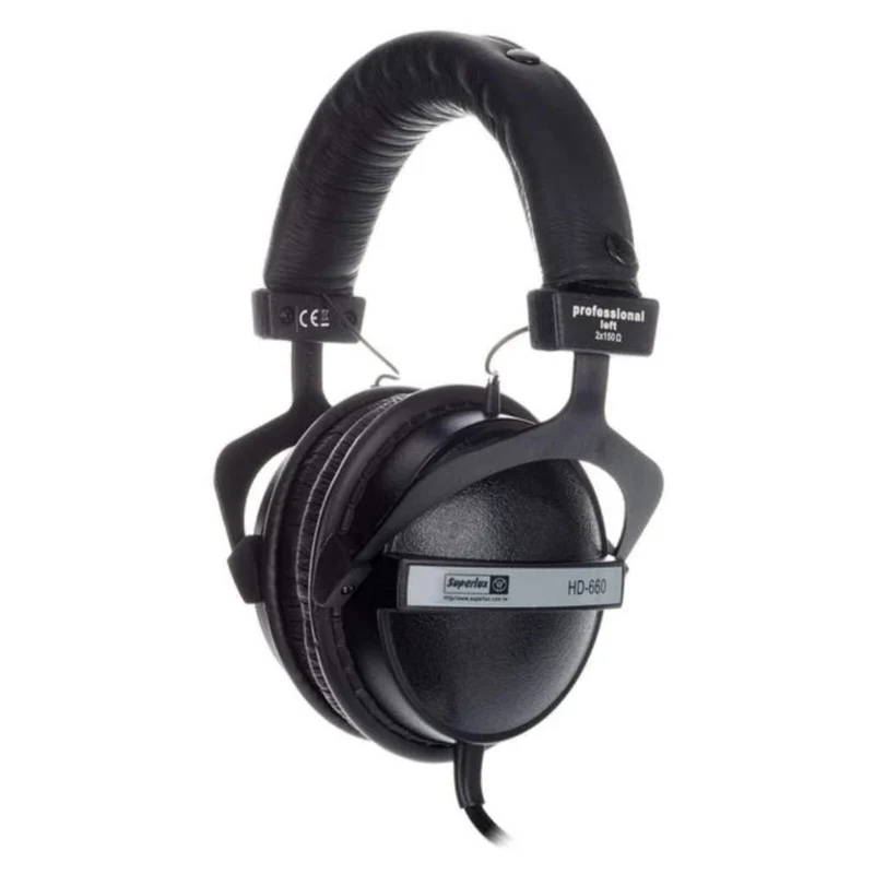 Superlux HD660 Stereo Kopfhörer Schwarz Silber mit Zubehör 6.3 mm Adapter Neu